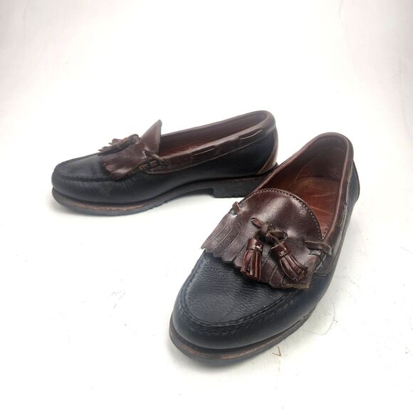 Allen Edmonds Nashua Loafers Men’s Sz 7.5 D Kiltie Tassel Black Brown Leather
